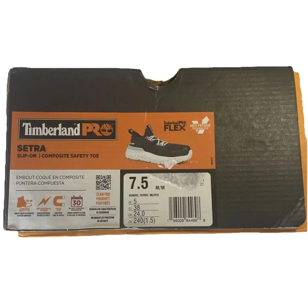 Timberland PRO Setra Womens Shoes Sz 7.5 M Black Knit Composite Toe Sneakers